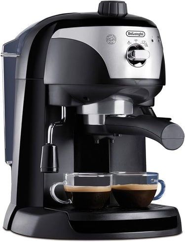 De'longhi EC201.CD.B - Cafetera de bomba tradicional (15 bar de presión, 2 tazas, café molido o filtros monodosis) negro